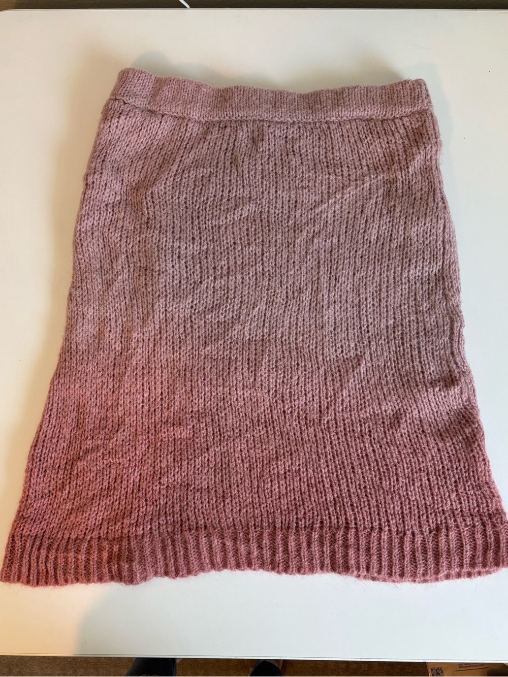 Free People Pink Knit Mini Skirt Size L Lined Ombre Chunky Sweater Skirt Cozy